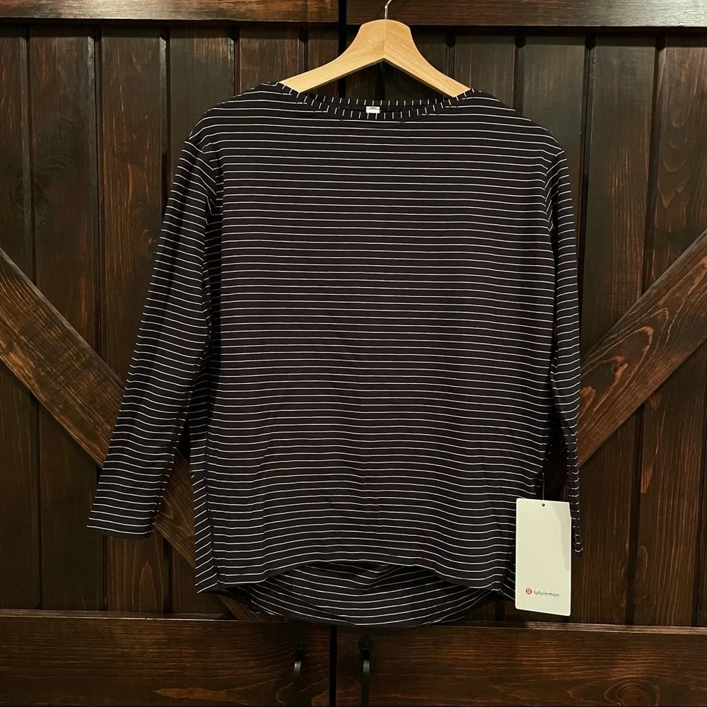 lululemon athletica Black and White Striped Long Sleeve Tee
